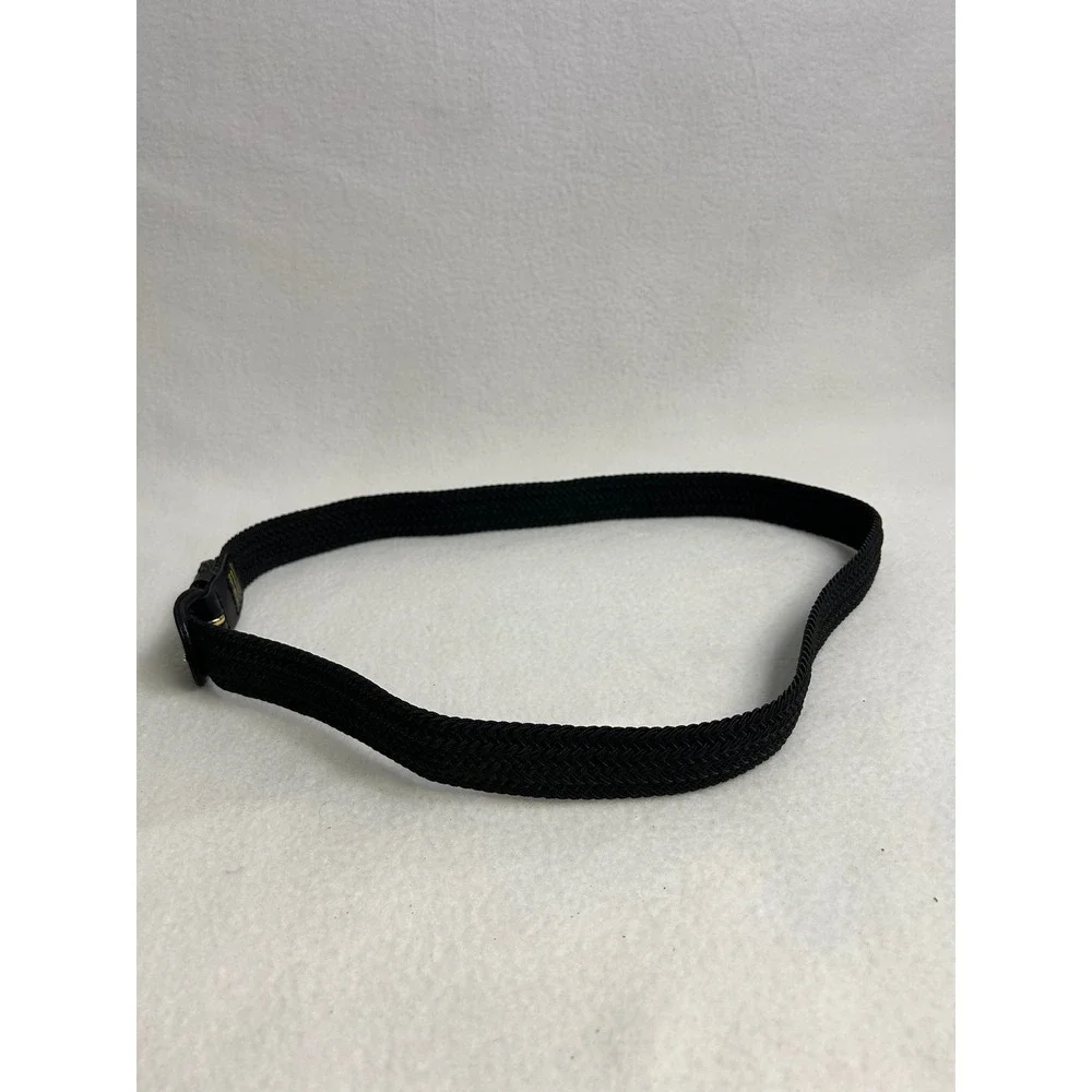 Classic Minimalist Mens Size L 38-40 Black Braided Elastic Stretch Belt